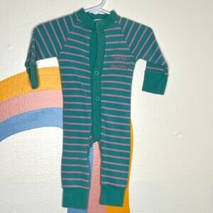 Vtg 90s 90s‎ Original Long Johns 3M Striped Sleeper Pajama Sleepsuit Baby